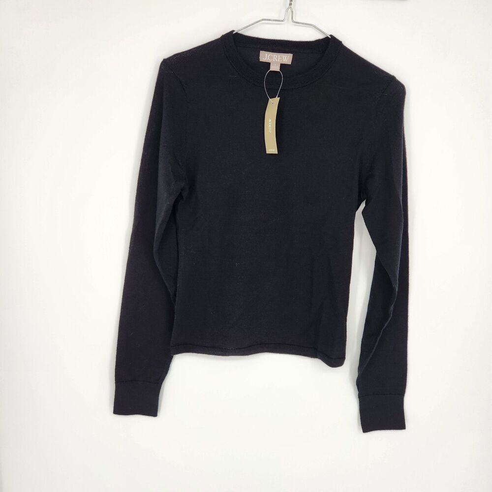 J.Crew Women's Small Black Carolyn Fitted Crewneck Merino Wool Sweater NWT